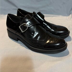 Nine West Smythe Black Patent Leather Wingtip Monk Strap Loafers – Size 9M